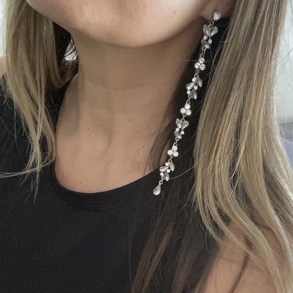 Elegant Silver and White Drop Earrings perfect for wedding and special occasion